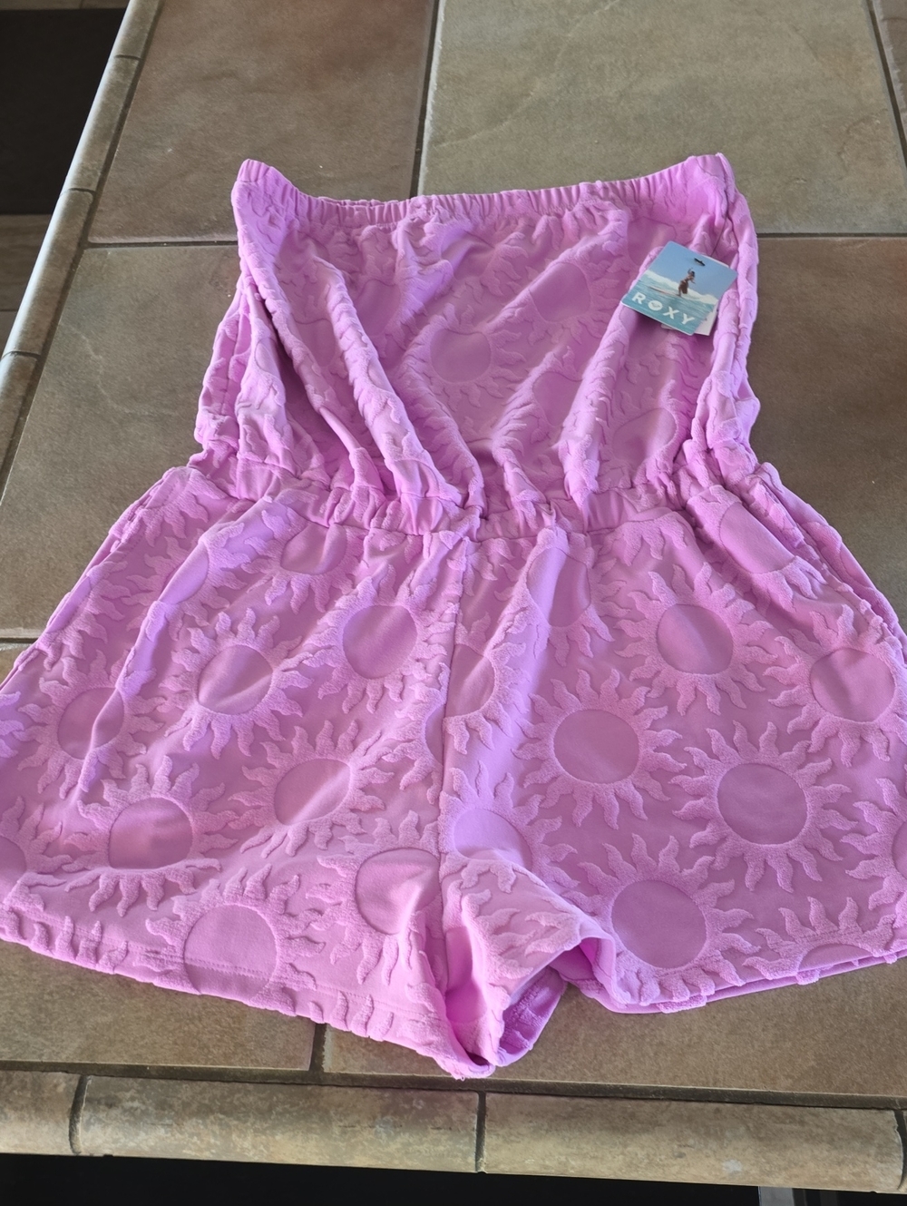 Roxy Pink Textured Sun Romper Sz Lg Nwt